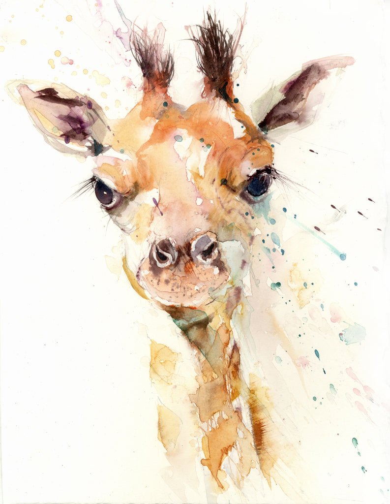 Cute baby giraffe limited edition art print | Jen Buckley Art