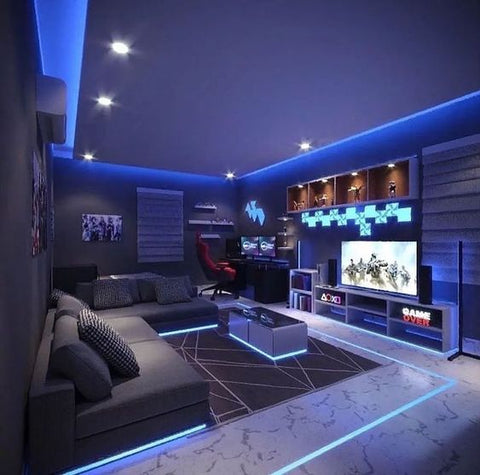 Futuristic room with LED lights