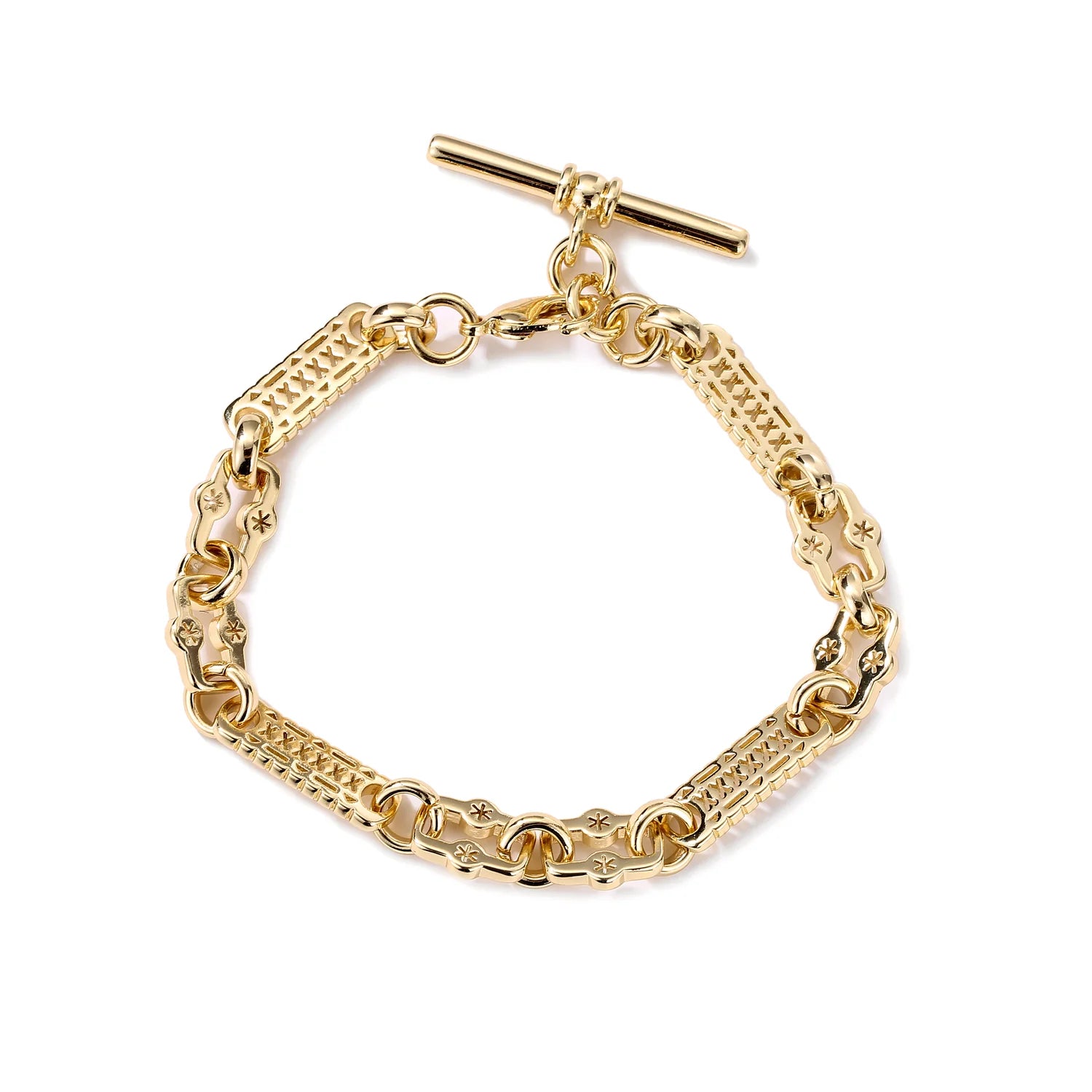 ROSE GOLD STARS AND BARS T BAR BRACELET