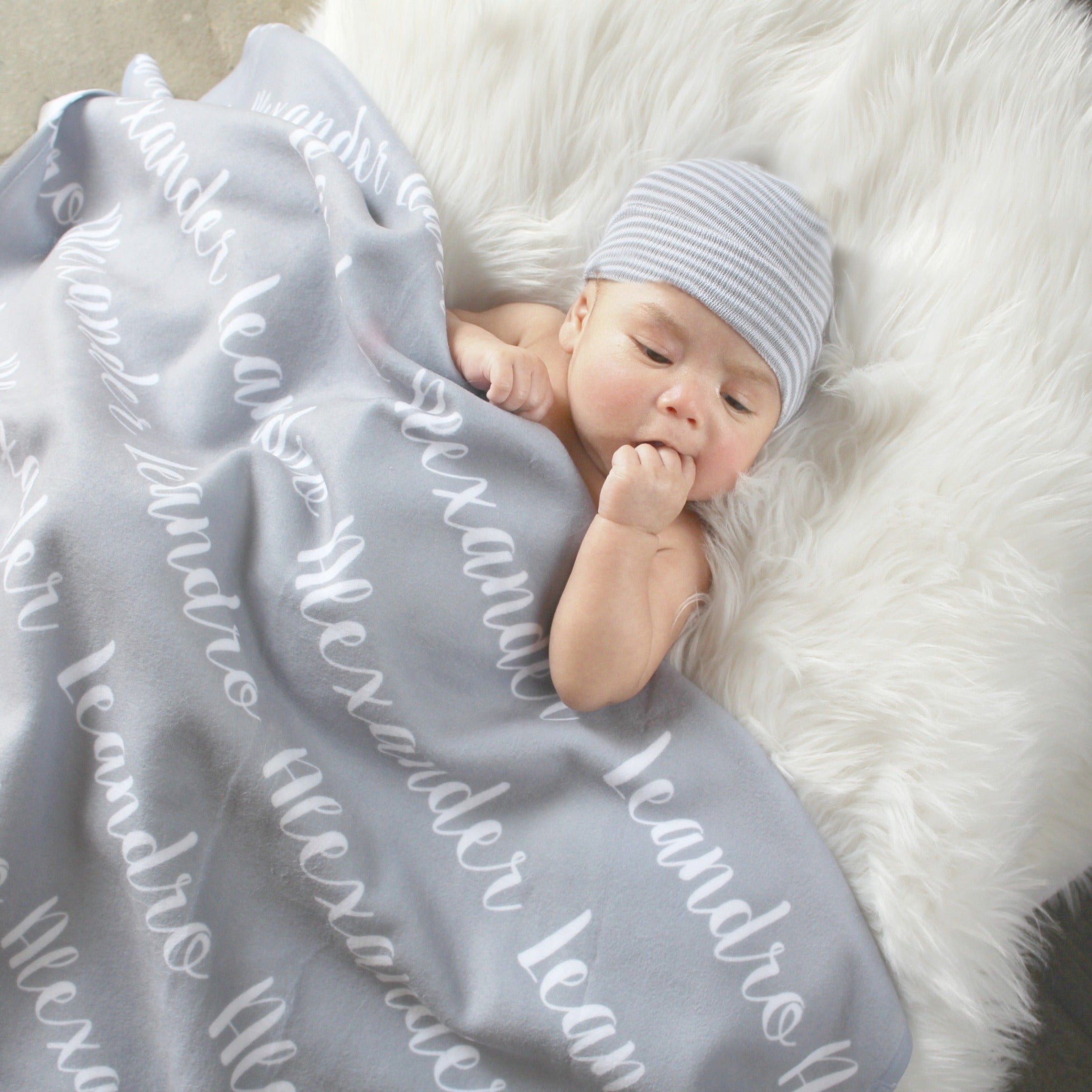 personalized newborn hat and blanket