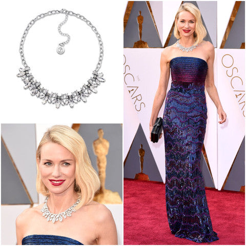 Naomi Watts Oscars 2016 Crystal Bib Necklace