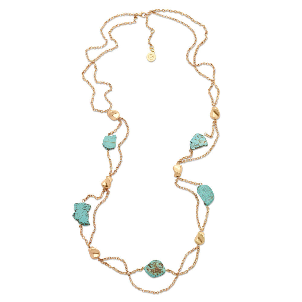 Turquoise Necklace With Gold Chain