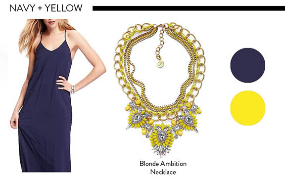 Navy and Yellow Blonde Ambition Necklace