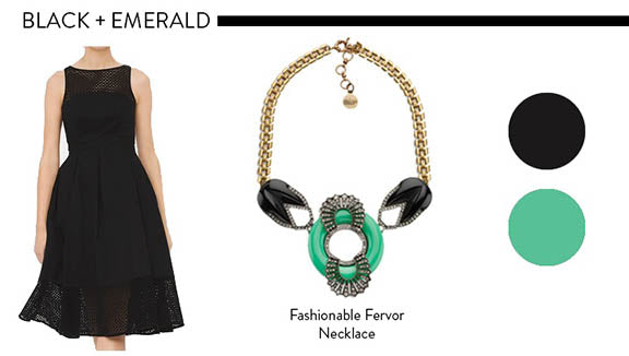 Fashionable Black and Emerald Color Necklace