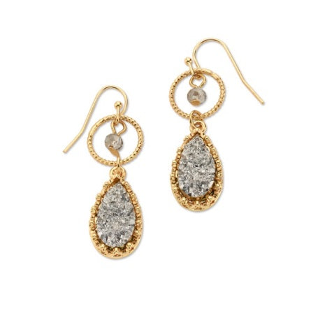 Rock Hard Earrings With Crystal and Gold Druzy