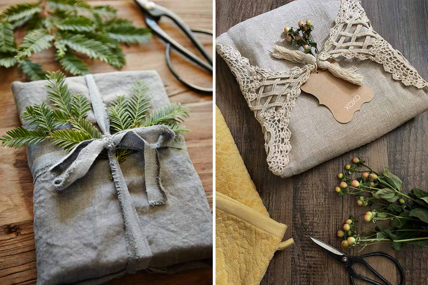 Holiday gift wrapping ideas with cloth