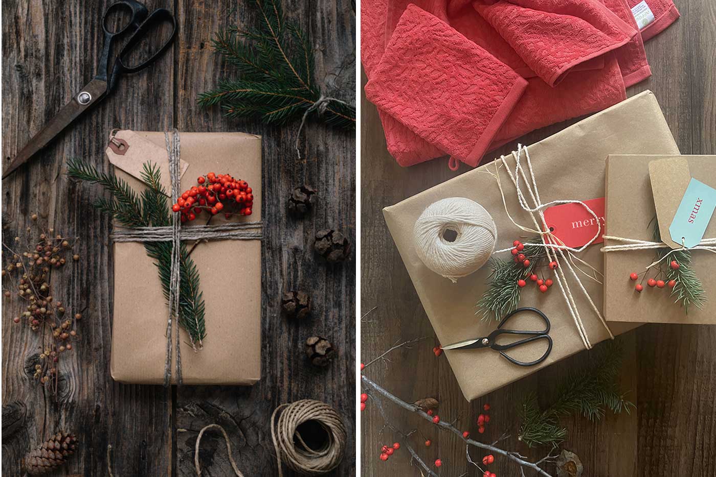 holiday recycled kraft gift wrapping ideas