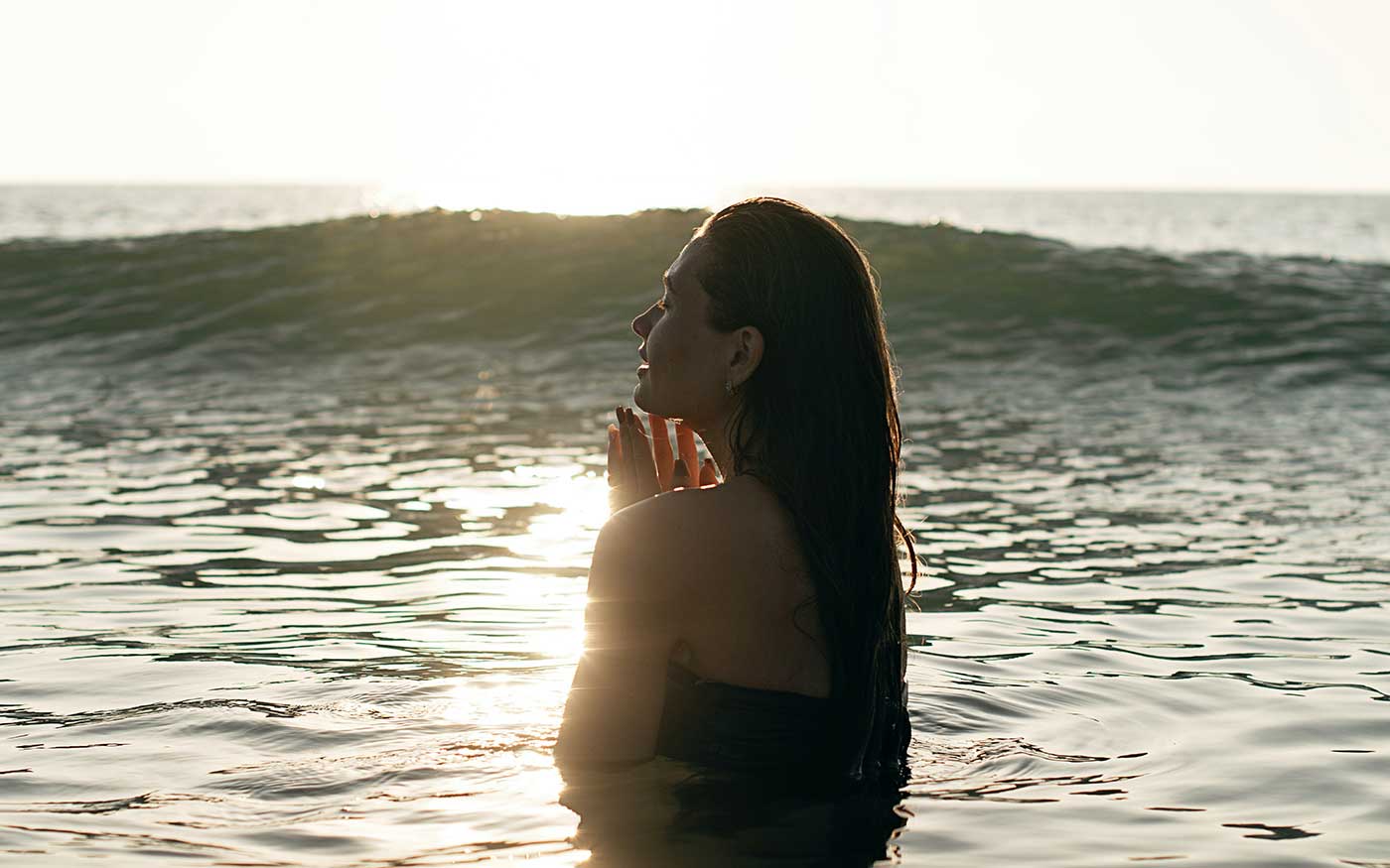 woman immersed in water