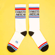 Exhausted American - Gym Crew Socks Nav Image 3