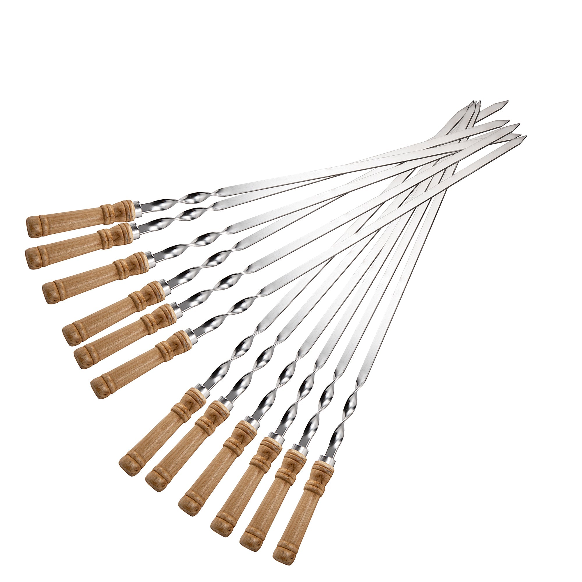 IMEEA 21.6" Flat Kabob Skewers - Large Stainless Steel BBQ Skewers with Wooden Handle for Grilling