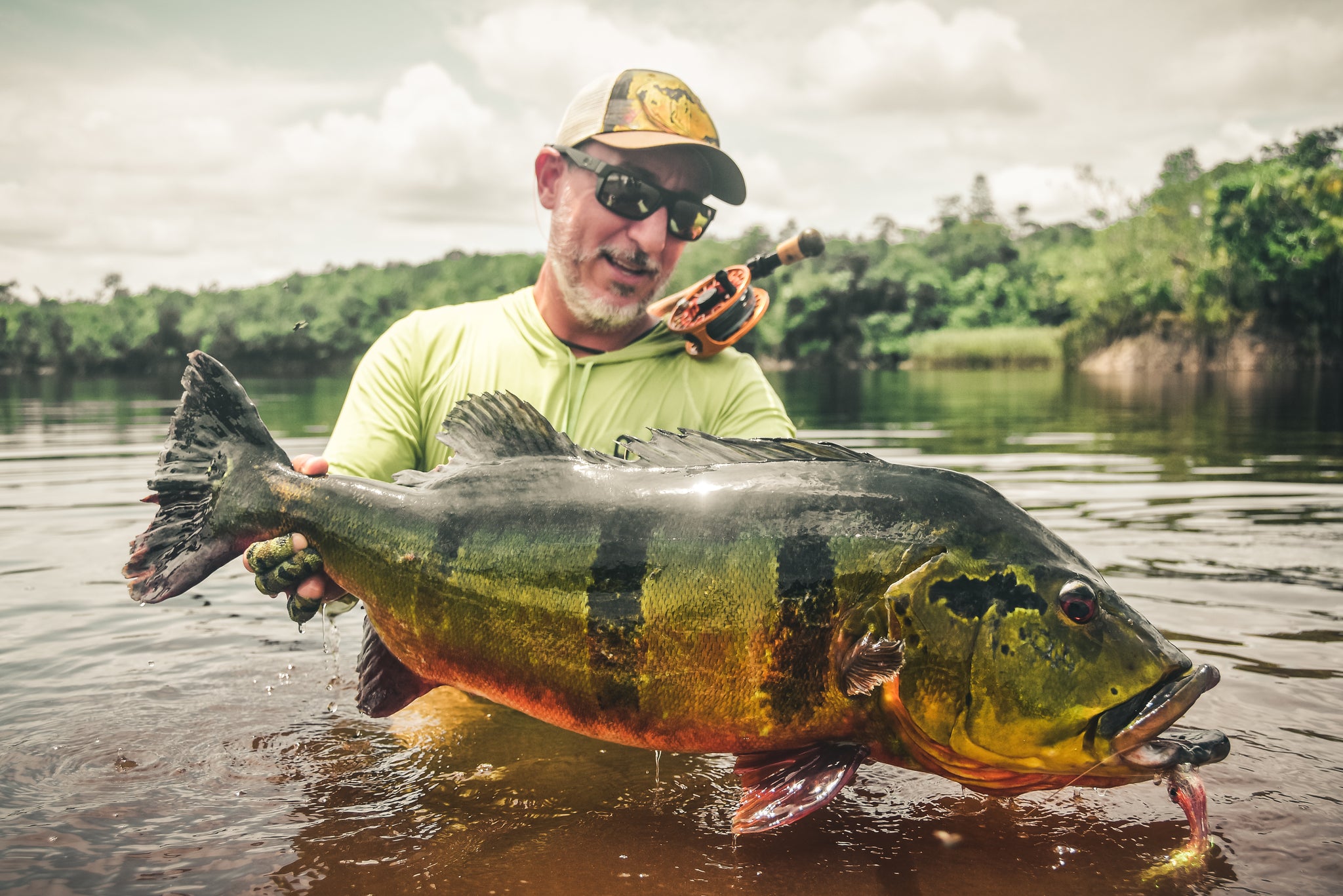 Fly fish angler reels in potential world-record blue catfish in