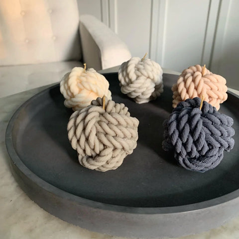 textured rope candles, made by odegard candles