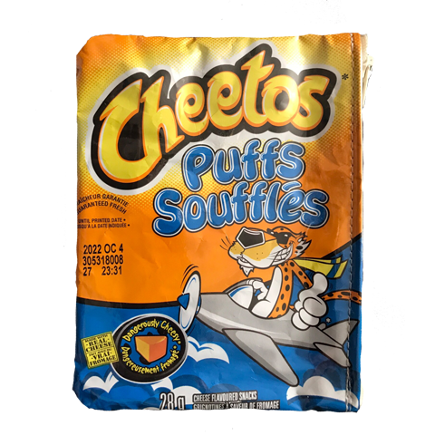 upcycled cheetos bag, accessory bag