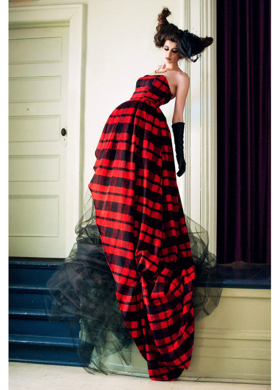 plaid strapless dress