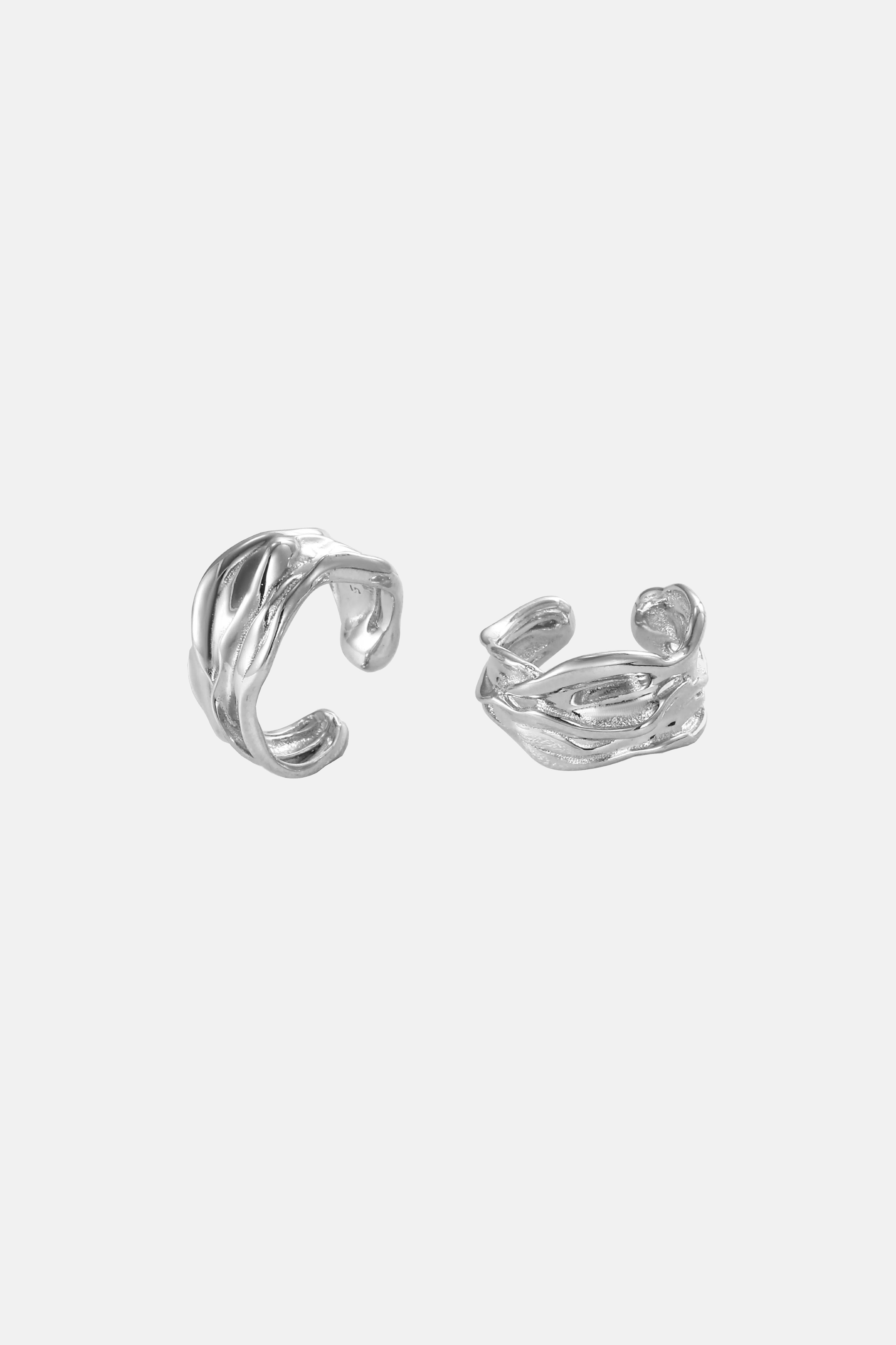 Lava - Foil Textured Sterling Silver Ear Cuff