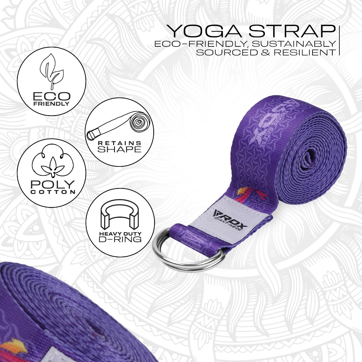 RDX F3 D-Ring Steel Buckle Cotton Yoga Strap – RDX Sports