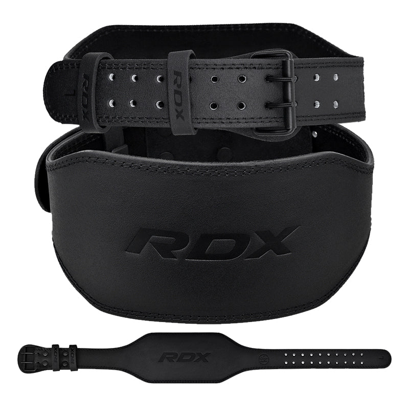 Photos - Training Belt RDX 6 Inch Leather Gym Belt M / Black Black WBS-6FB-M 
