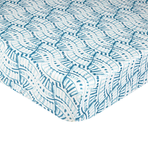 Caspian Crib Sheet (Indigo) - Mudpuddles Children's Boutique and Toy Shop - Portable Crib Sheet