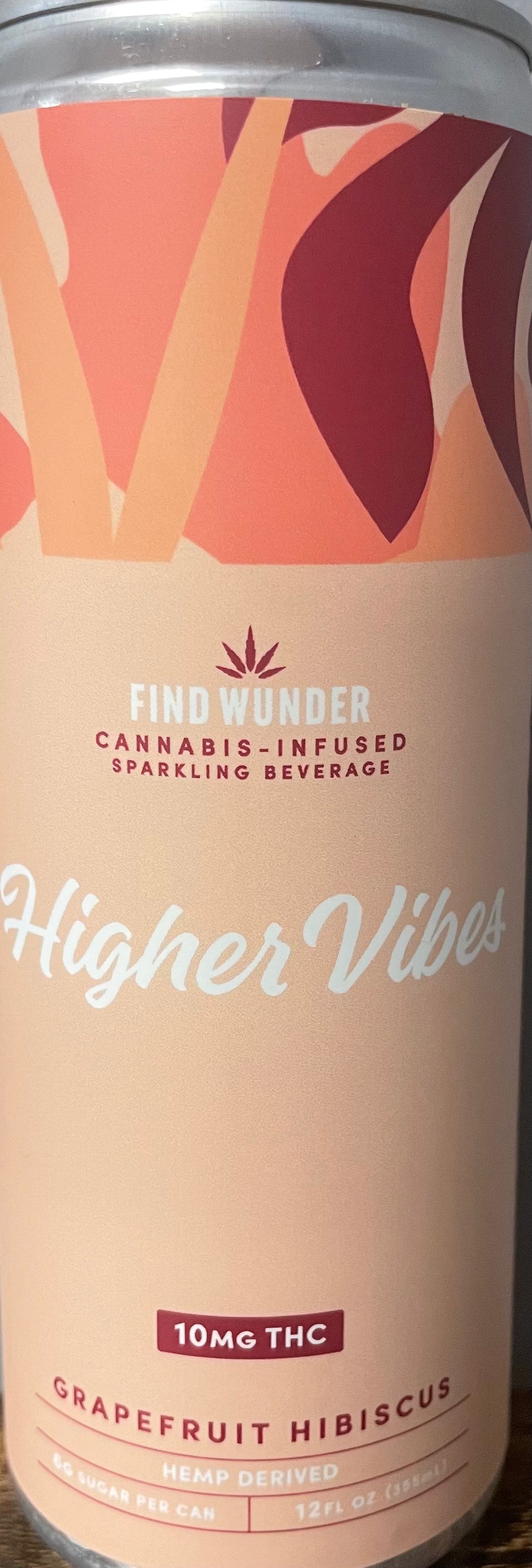 Find Wunder - Higher Vibes Sparkling Beverage - Grapefruit Hibiscus - 10MG Delta-9 THC