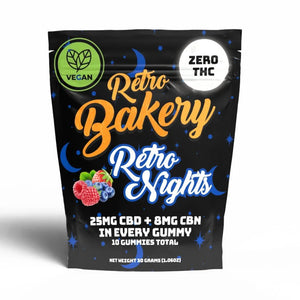 Retro Bakery Zero THC Gummies - Retro Nights - 250MG CBD/80MG CBN - Twin Cities High