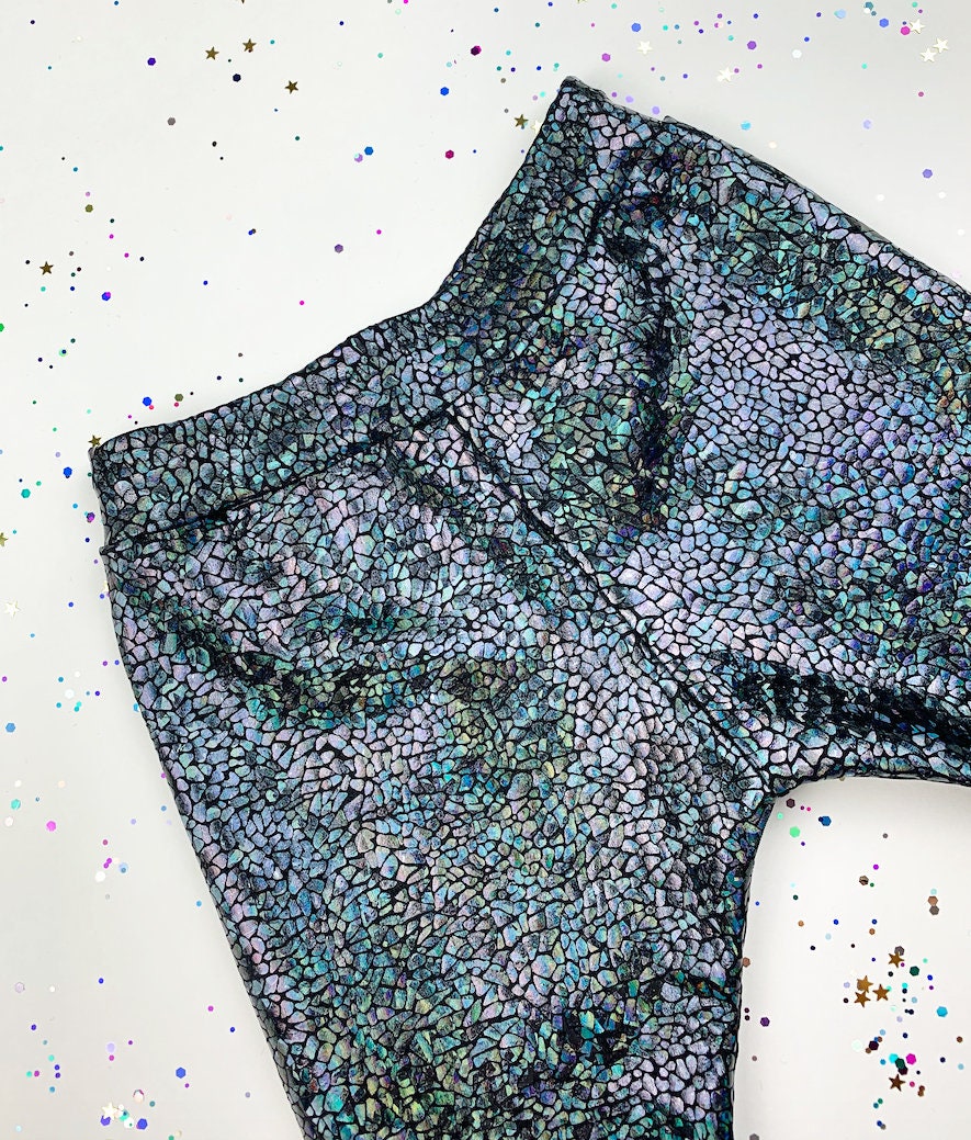 Kids / Childrens Holographic Silver Sparkly Leggings – Disco Baby