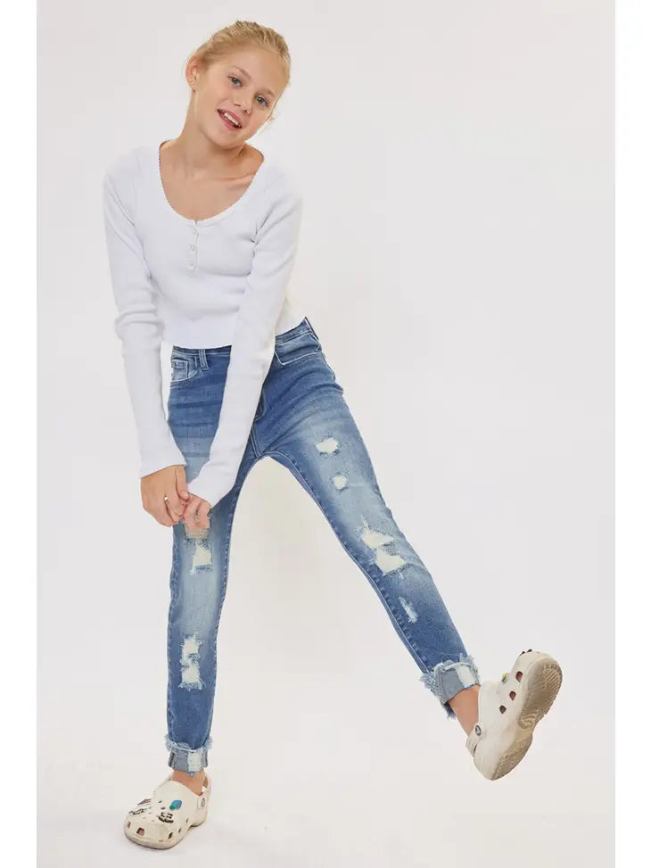 Kan Can Girl's High Rise Skinny Jeans