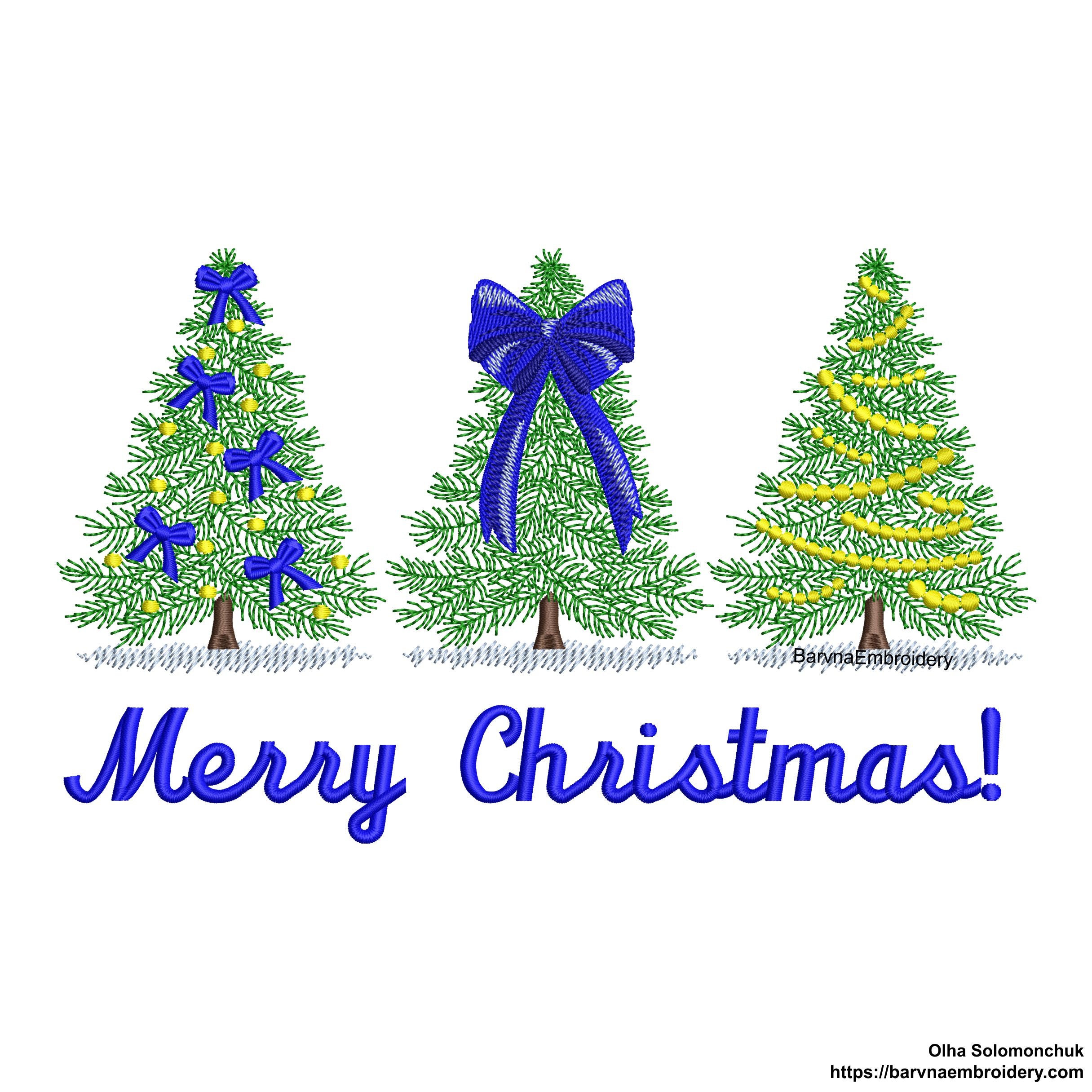 Christmas trees Machine Embroidery Design, Merry Christmas embroidery files.