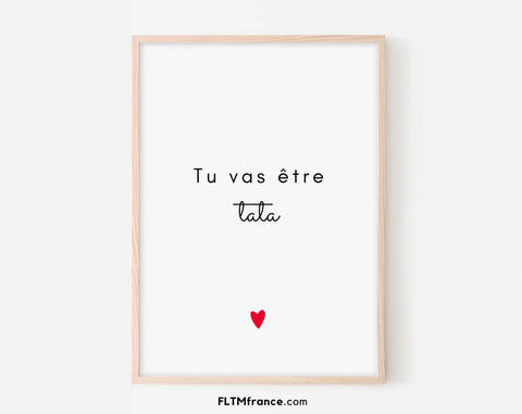 Vas a ser tía - Tarjeta original de anuncio de embarazo - Regalo de anuncio de llegada del nacimiento del bebé - Póster imprimible FLTMfrance