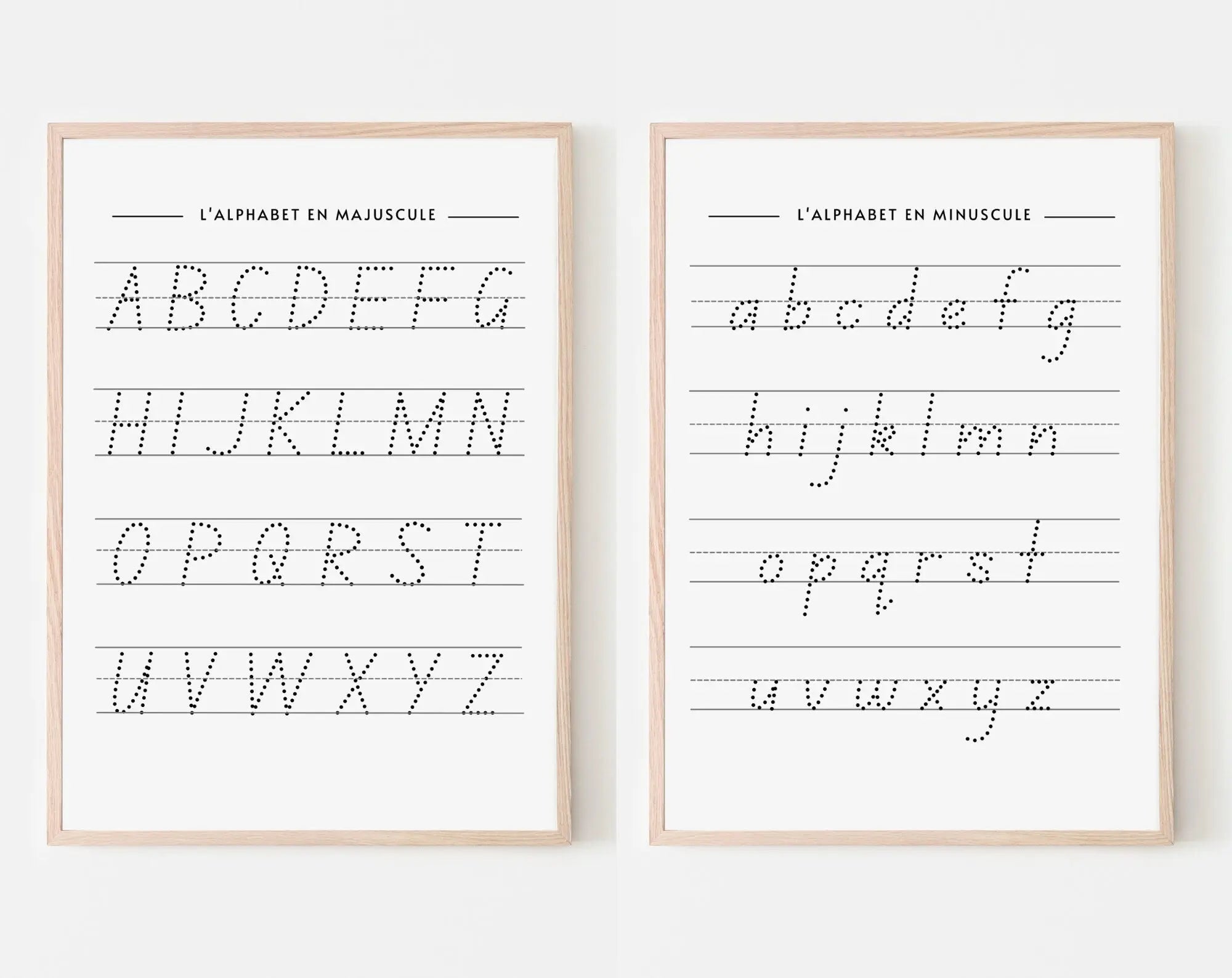 Pack de 2 affiches Alphabet - Apprendre écriture - Poster éducatif Montessori - FLTMfrance