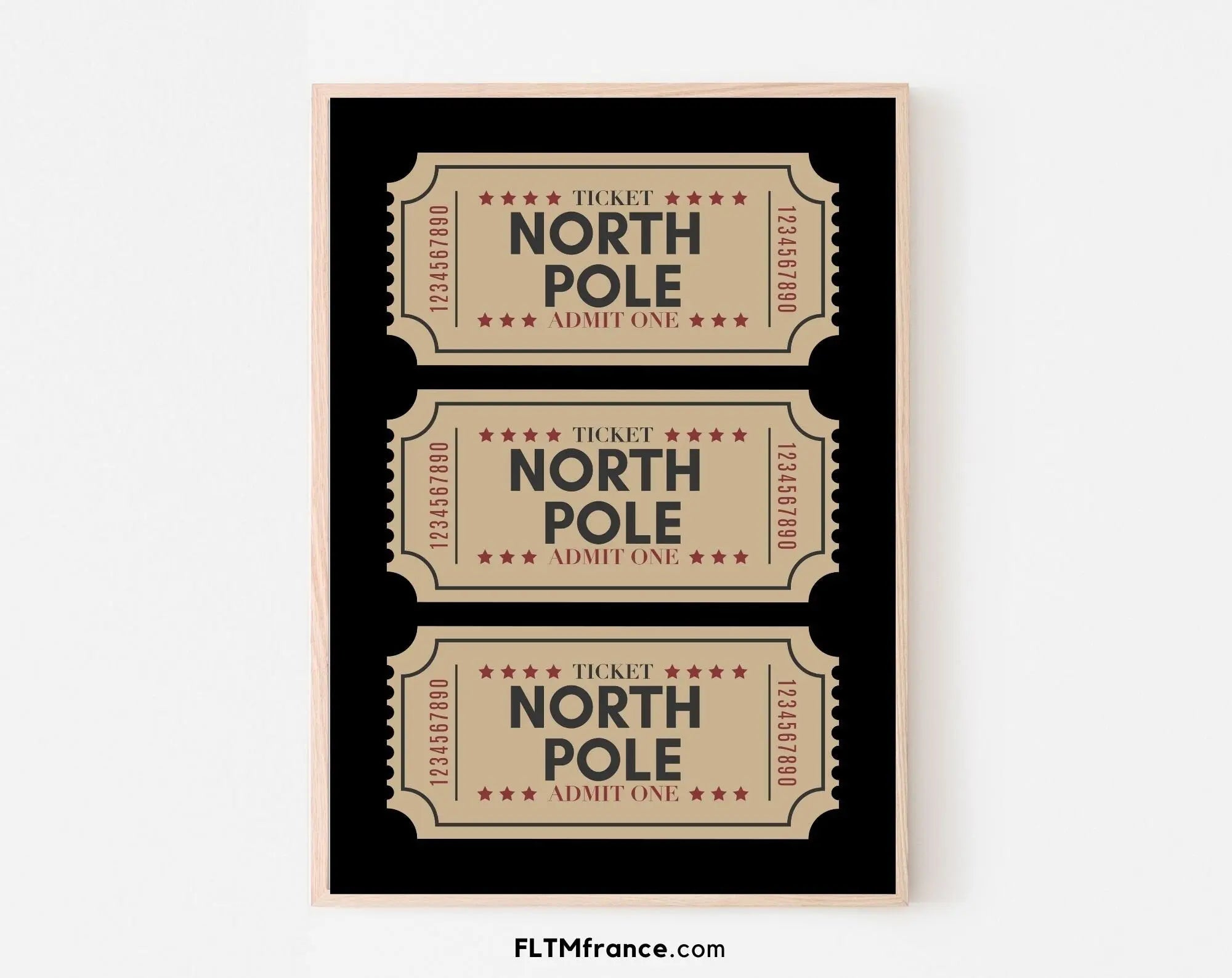 Billets du pôle Nord noir affiche - Décoration de noël FLTMfrance