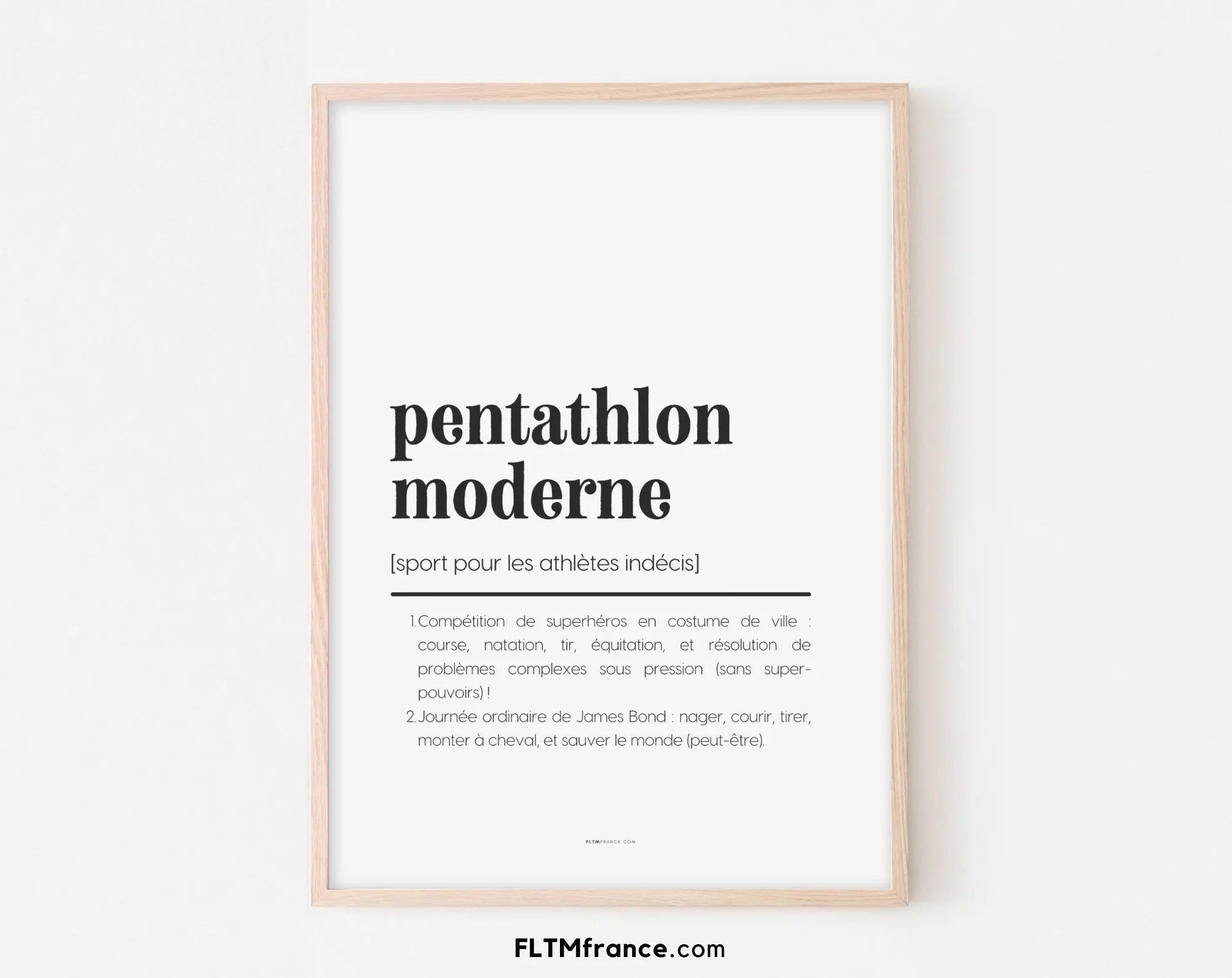 Affiche définition pentathlon moderne - Affiche définition humour sport FLTMfrance