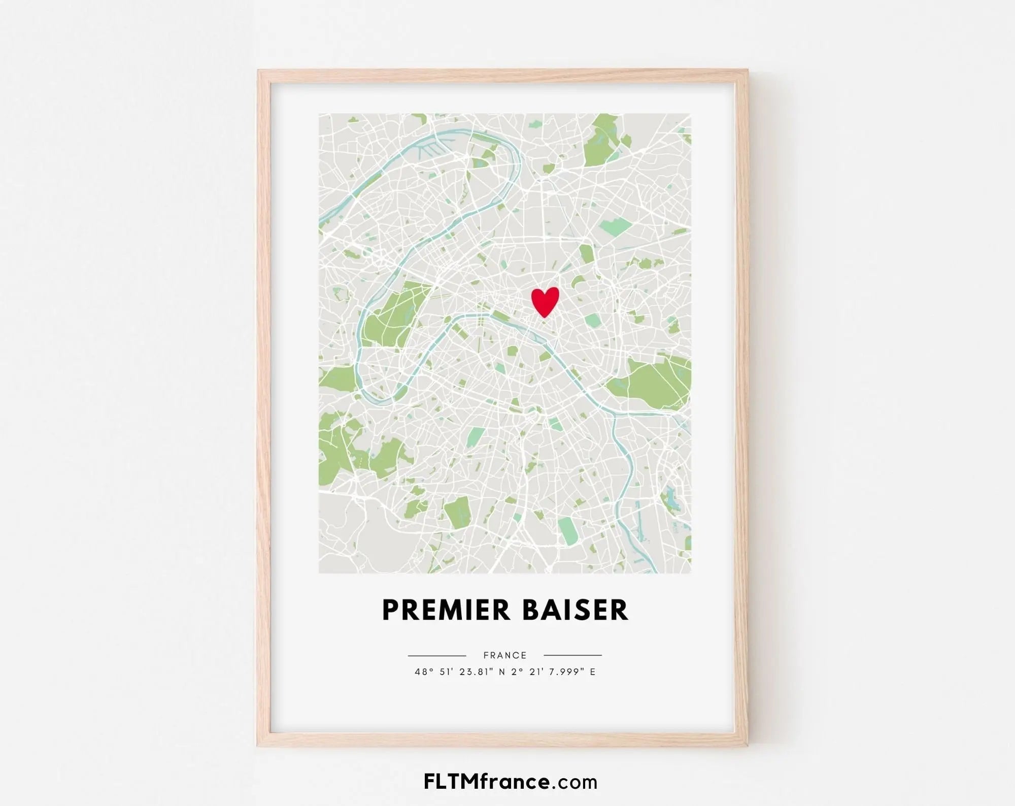 Premier baiser - Affiche carte de ville personnalisée FLTMfrance