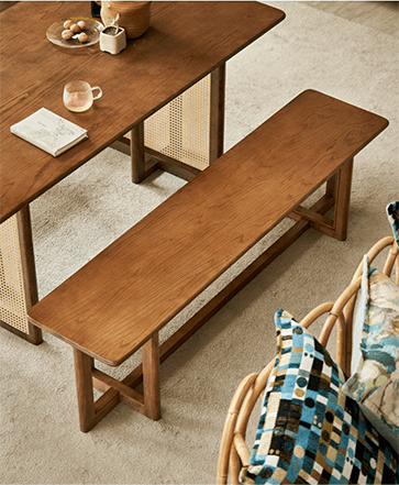Oskar Walnut Dining Table Set With Bench