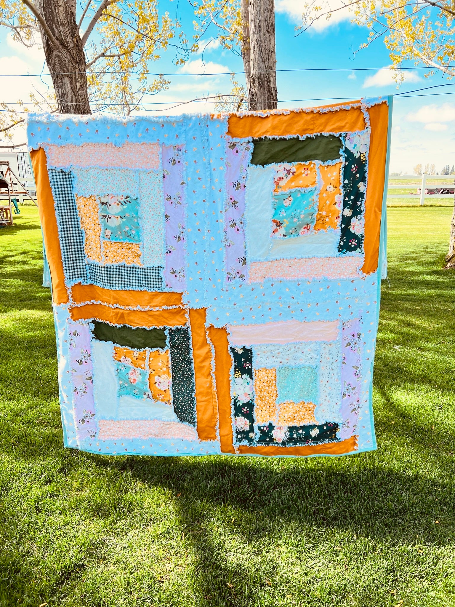 Log Cabin Rag Quilt Pattern