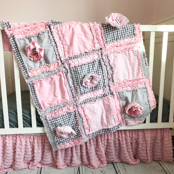 Elephant Baby Girl Rag Quilts, Handmade Quilts for Sale, Purple Crib  Bedding, Baby Shower Gifts for Girls, Baby Girl 