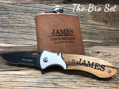 Groomsmen’s Flask and Knife Set