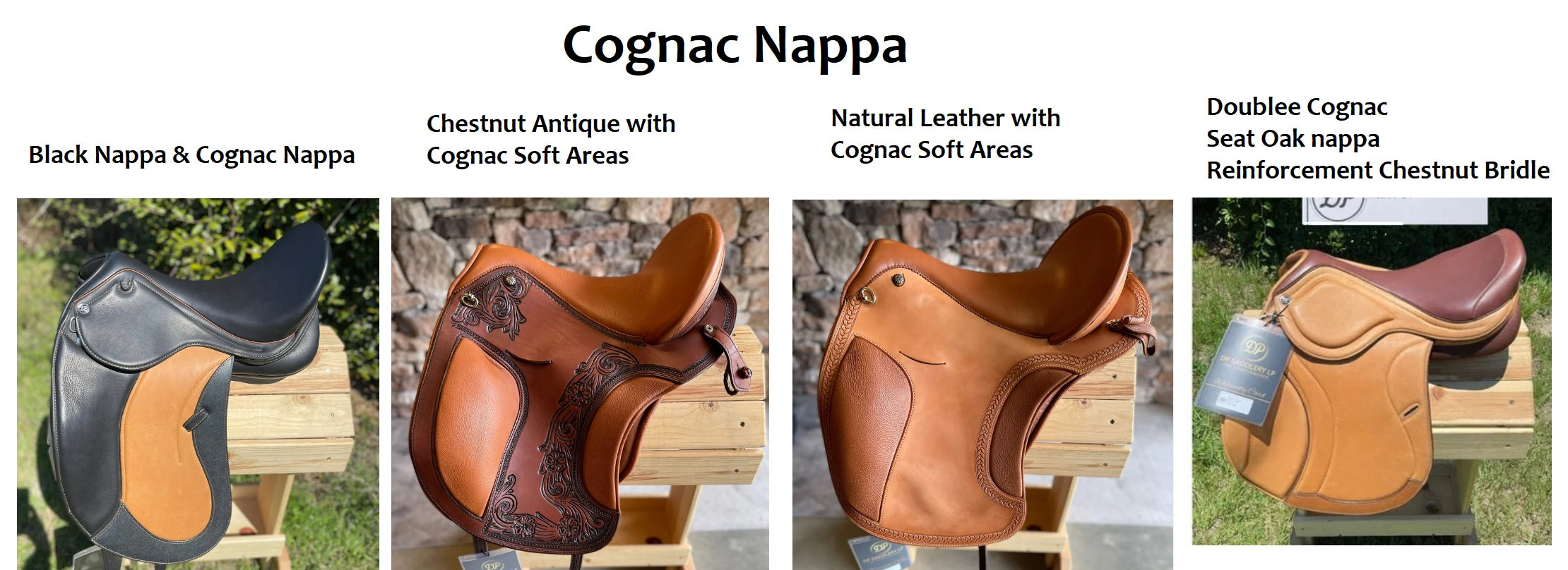 DP Saddlery Cognac Nappa Saddle Leather Color Options