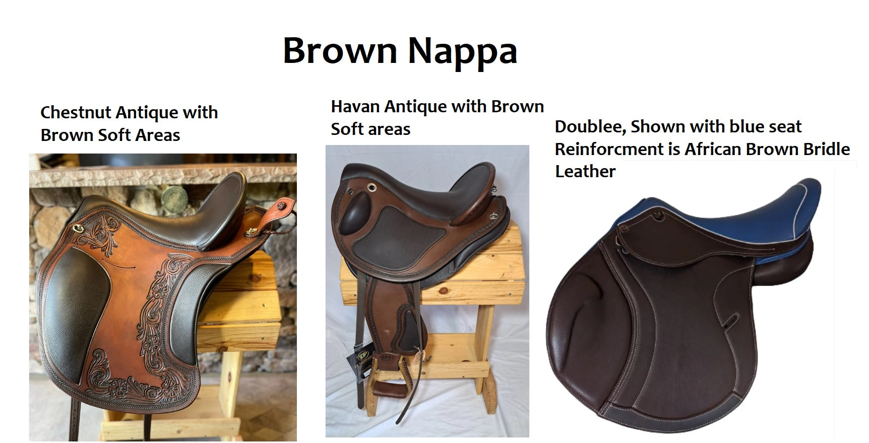 DP Saddlery Brown Nappa Leather Color options