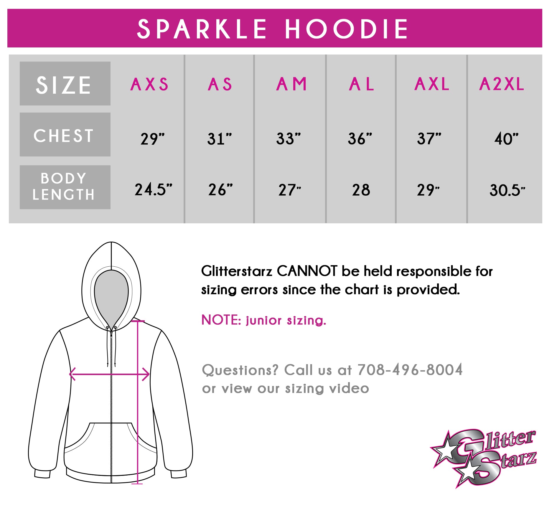 Sparkle In Pink Size Chart
