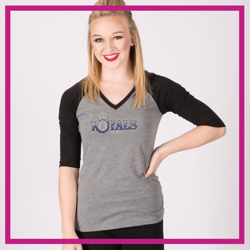 Midwest Royals Bling Fitted Shirt with Rhinestone Logo - Glitterstarz