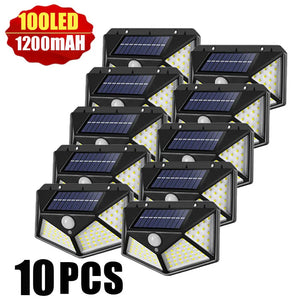 100 LED Solar Wall Lights Waterproof Outdoor Solar Lamp Wireless Solar Powered Sunlight Street Light for Garden Decoration - QWIEL®
