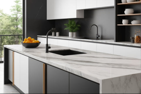 marble counters with custom cabinets - GlobalFair