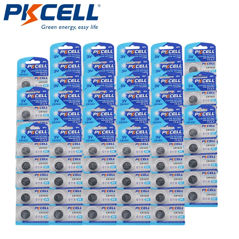 250Pcs 50Card CR1632 1632 DL1632 3V Lithium Button, Coin Batteries