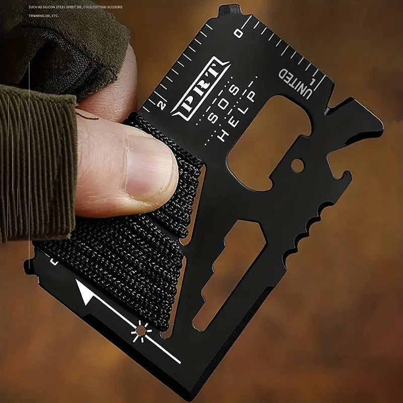 Wild West Trailmaster: Stainless Steel Multi-Function Survival Card for Outdoor Enthusiasts