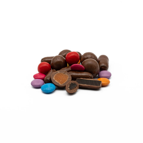 Chocorama mix includes a combination of Smarties, Jaffas, Chocolate Bullets, Chocolate Sultanas and Chocolate Apricots.