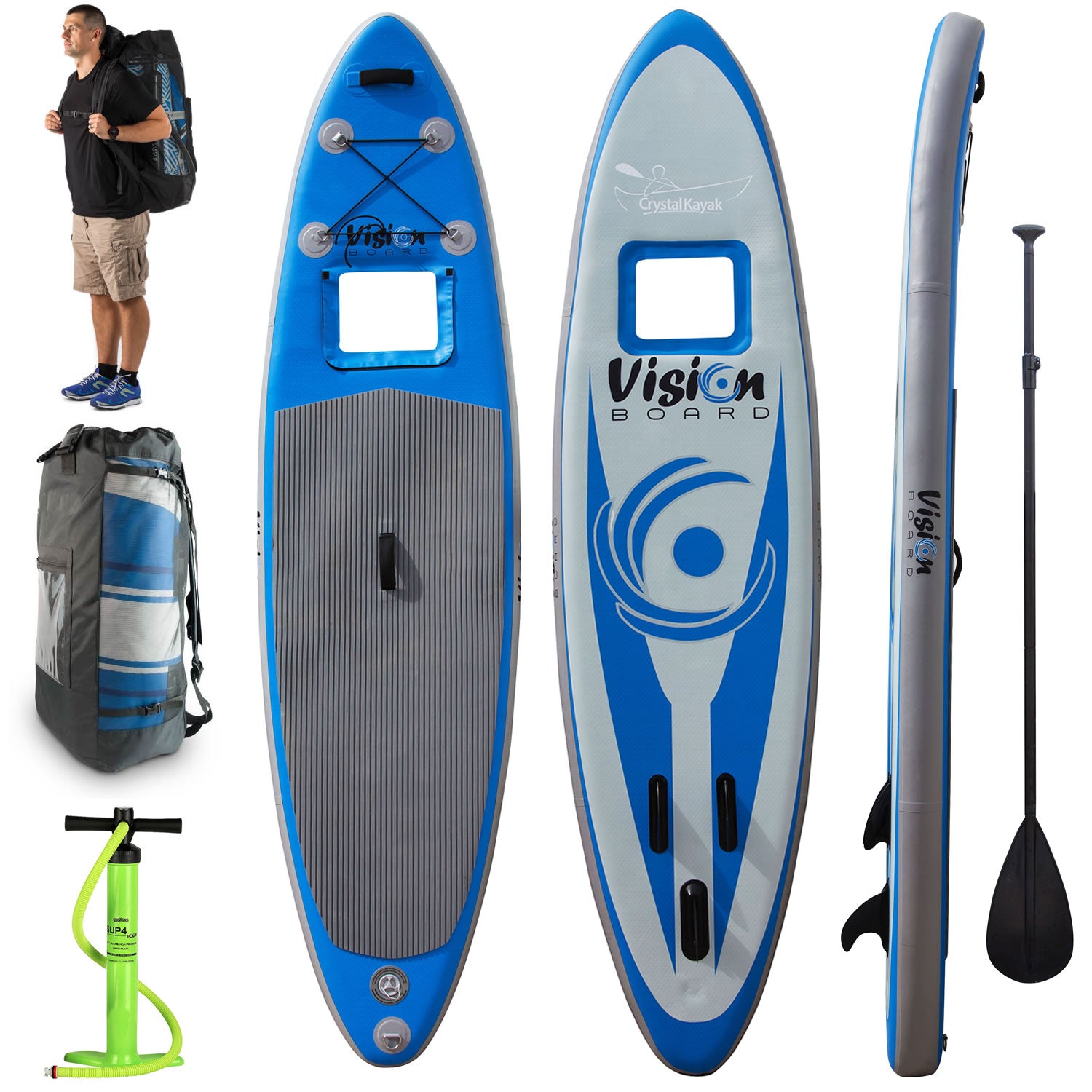 The Vision Board™ - 11ft Inflatable Paddleboard (SUP) Package w/ Underwater Viewing Window!