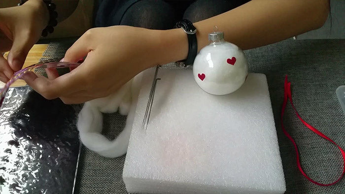 How to make needle felted Christmas bauble ornament