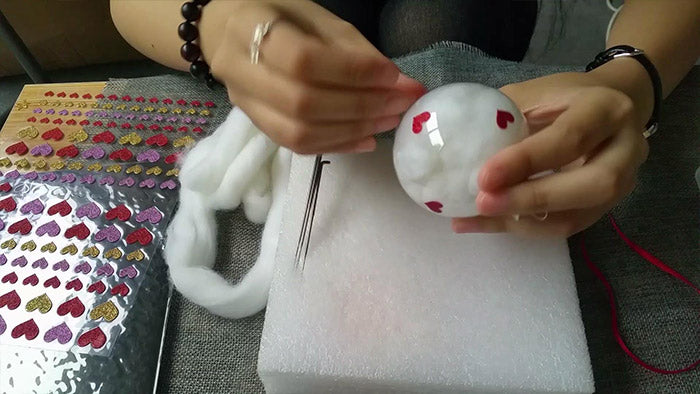 How to make needle felted Christmas bauble ornament