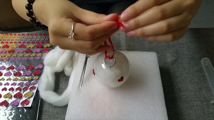 How to make needle felted Christmas bauble ornament