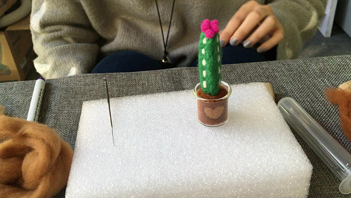 needle felt tutorials for beginners --How to make needle felted cute potted cactus